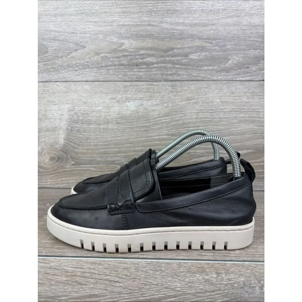 Vionic Uptown Women’s Sz 7 Black Leather Slip On Sneaker Penny Loafers